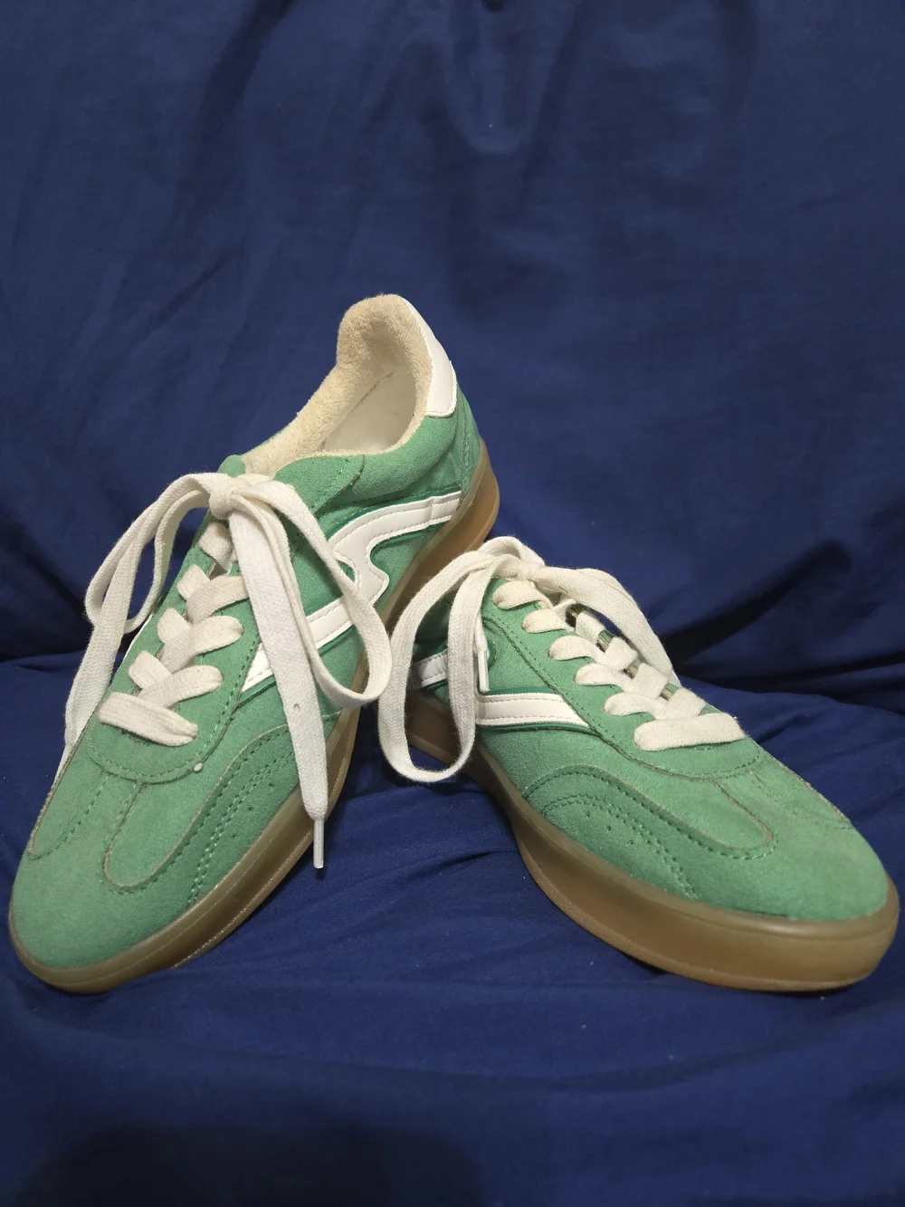 Madden Girl Green Suede Low-Top Sneakers with White Accents